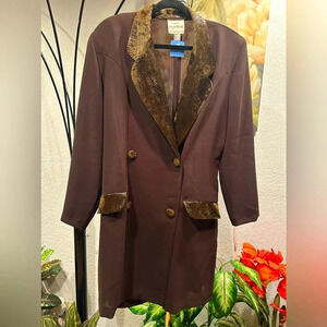 Joseph Ribkoff 90s vintage elegant tailored brown LongSleeve Blazer Romper sz 14